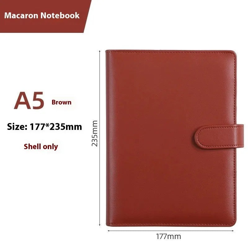 A5 PU leather zipper notebook shell in multiple colour options showing zipper closure and solid colour design