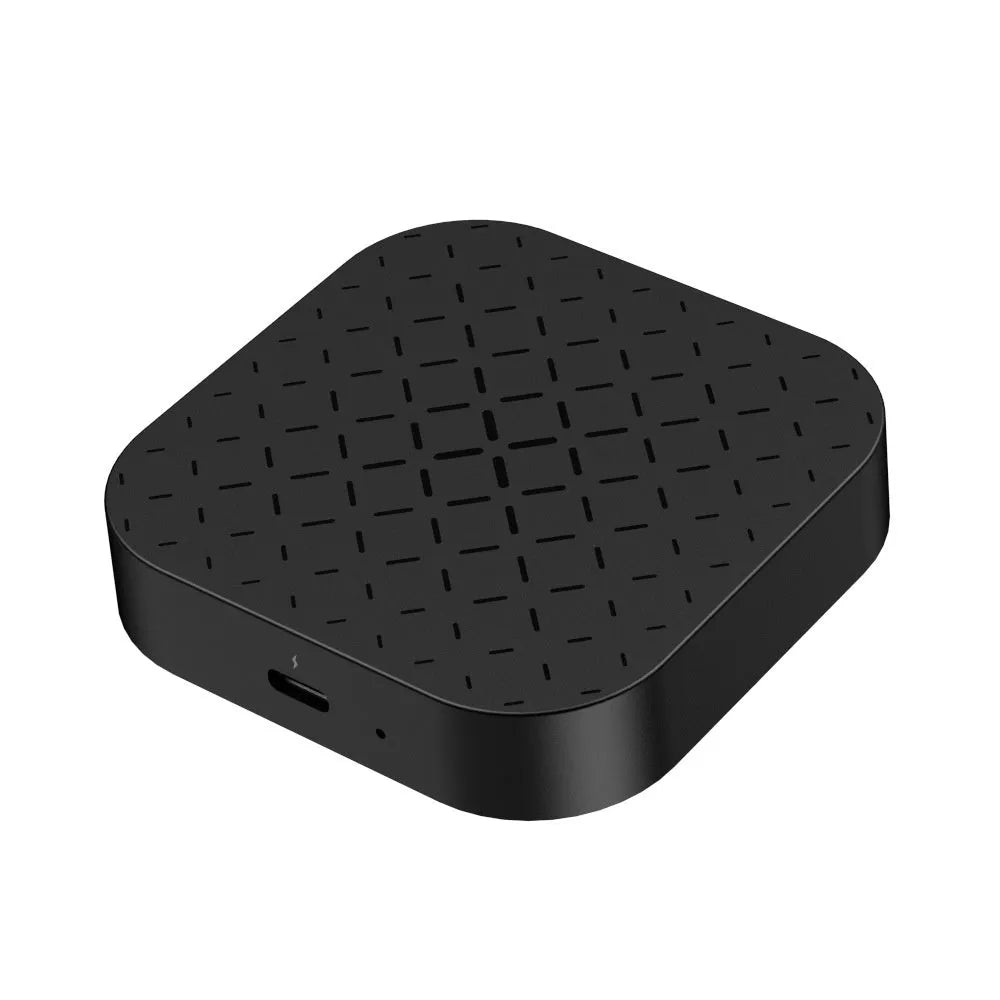 Black Android car connectivity box converting wired CarPlay to wireless smartphone integration