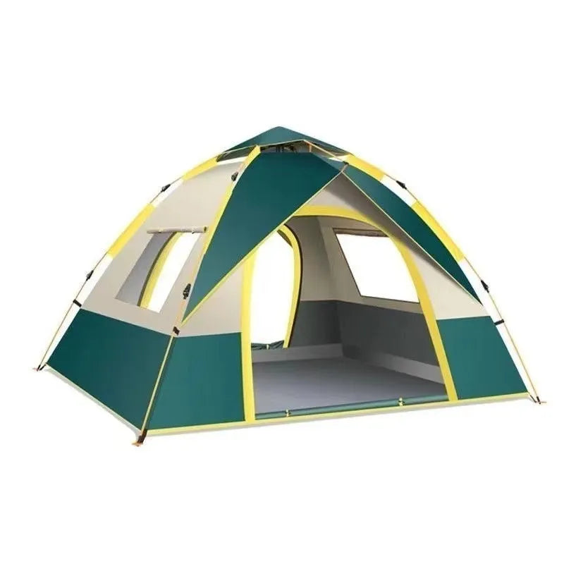 Automatic camping tent, 190T silver tape flysheet, 210D Oxford bottom, dark green or blue, 2-3 or 3-4 person