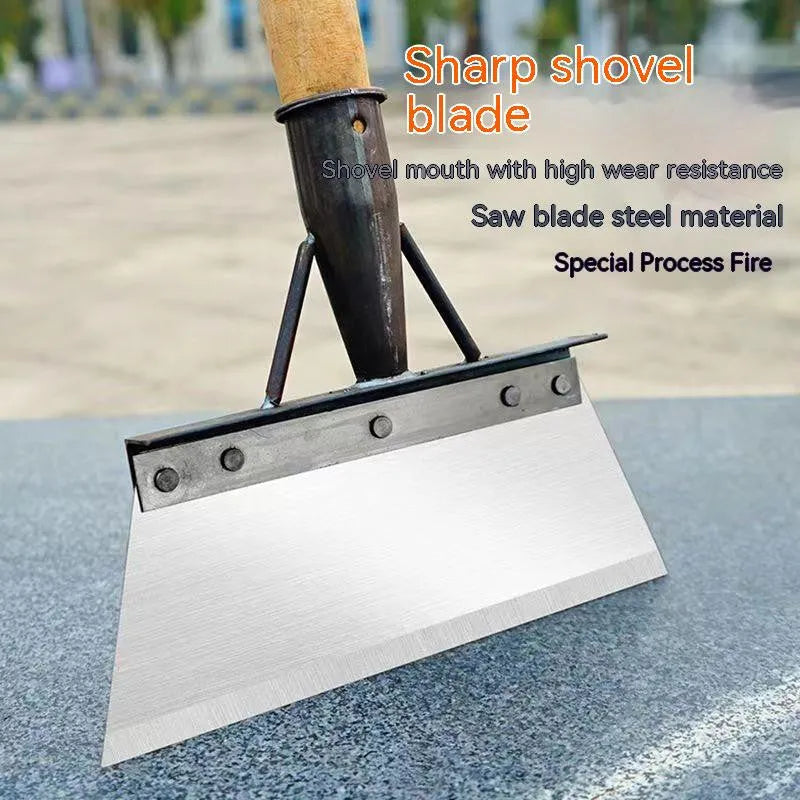 Manganese steel multi-functional cleaning shovel with a thickened tool steel blade.