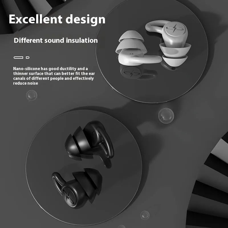Pair of silicone noise reduction earplugs in black, pink, and white, 2x3cm, from Sky series