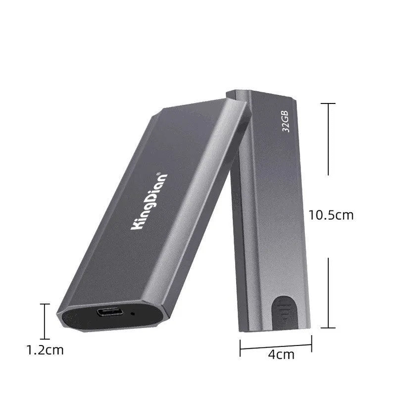 Grey mobile SSD hard drive with USB 3.0 interface for direct phone connection