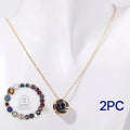 Natural stone beaded necklace and matching bracelet set in one of twelve gemstone style variations