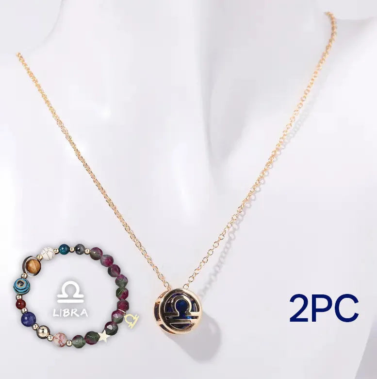 Natural stone beaded necklace and matching bracelet set in one of twelve gemstone style variations