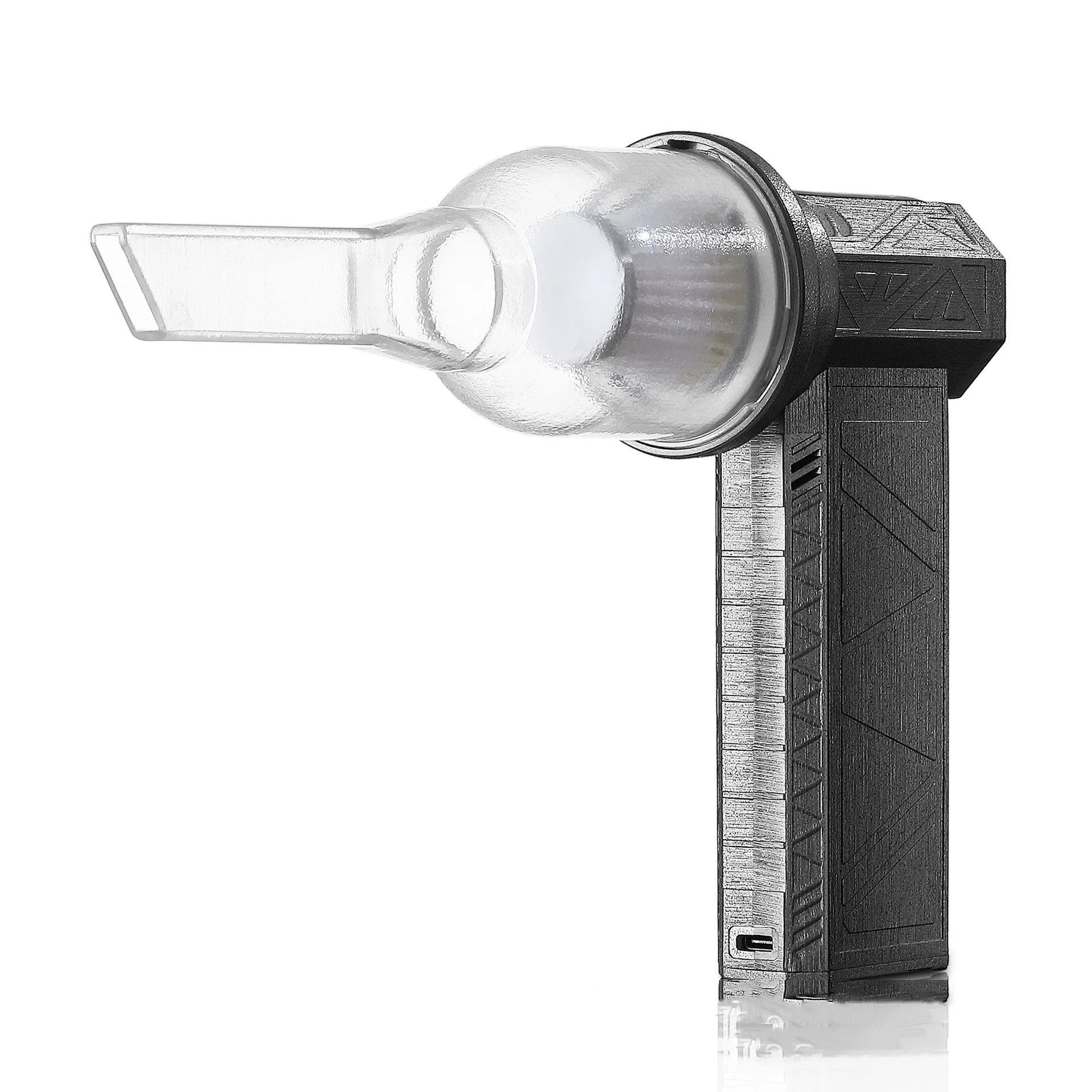 Iron grey cordless turbo fan air duster handheld unit with USB-C charging port.