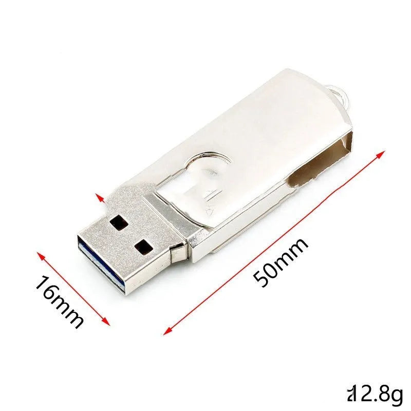 Small green USB development board with ATMEGA32U4 chip, measuring 50mm by 16mm, with a USB Type-A connector.