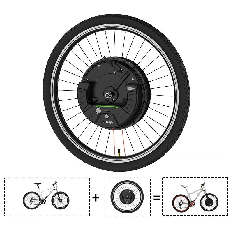 Yunzhilun bicycle electric conversion kit showing alloy hub motor and lithium battery for 26-inch bikes