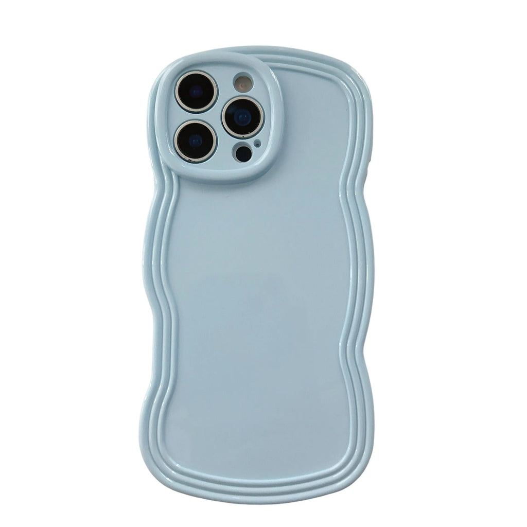 Pastel coloured candy wave pattern TPU phone case for iPhone on a white background.