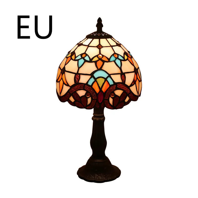 Mosaic table lamp with yellow glass shade and resin base, 20x12x35cm, Mediterranean style