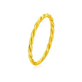 Women's brass gold plated ring showing simple bracelet and twist design options in glossy and matte finishes