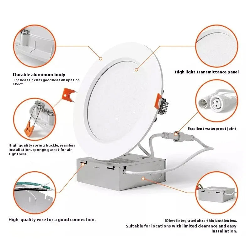 Round large iron box panel light with aluminium housing, 3CCT and 5CCT dimmable LED lighting, 110V