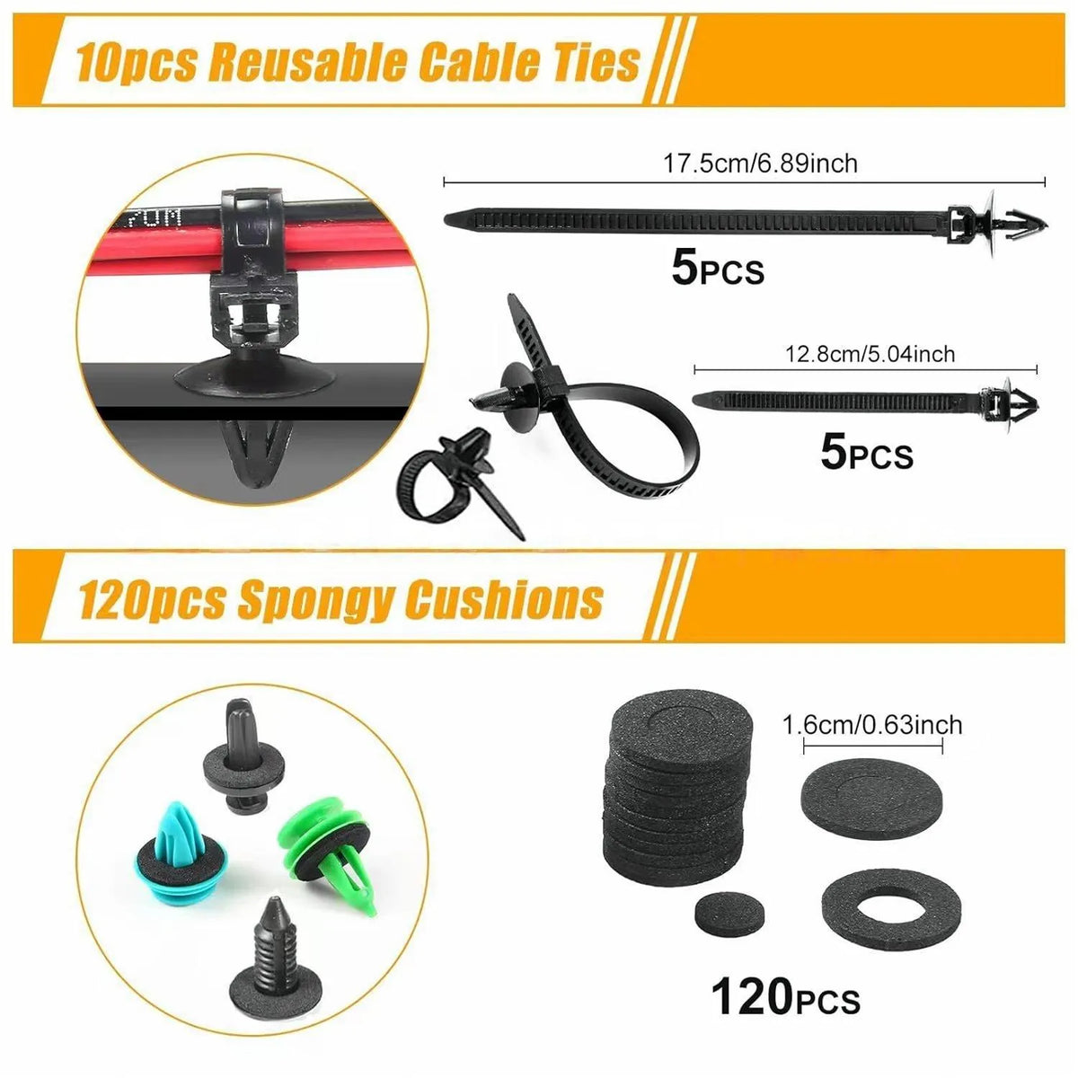32 kinds car expansion screw kit with PP fastener clips and bumper trim set