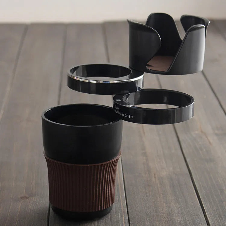 Car multifunction cup holder and navigation bracket in various colours on dashboard