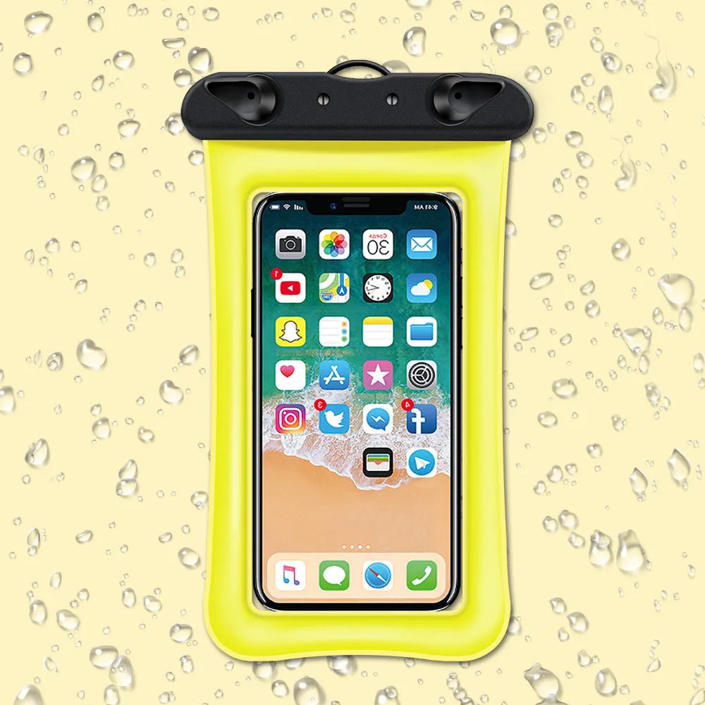 Double airbag mobile phone waterproof bag in various colours with 45cm rope