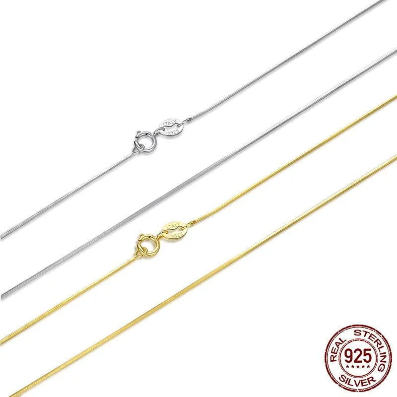 S925 sterling silver electroplated pendant necklace snake bones chain silver colour 45cm length