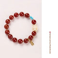 10mm red agate ivory nut round bead bracelet with Phoenix Nine zodiac animal design, retro women's jewellery