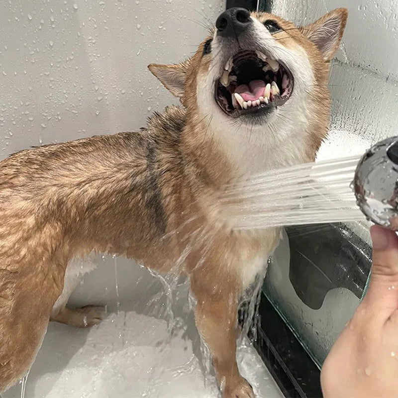 Silver ABS plastic handheld shower head for gentle pet and baby bathing