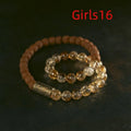 Personalised retro LCD double circle bracelet in natural citrine colour with size options for boys and girls
