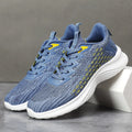 Women's lavender purple Flyknit running shoes with mesh upper and EVA sole on a white background.
