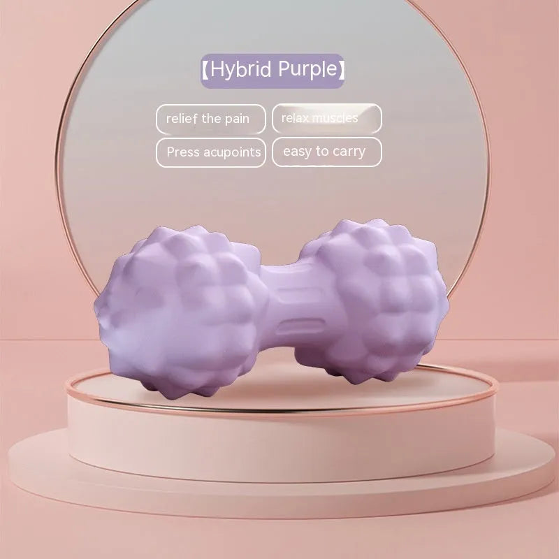 TPR foot massage ball in blue colour showing 6cm diameter with spherical and peanut-shaped variants