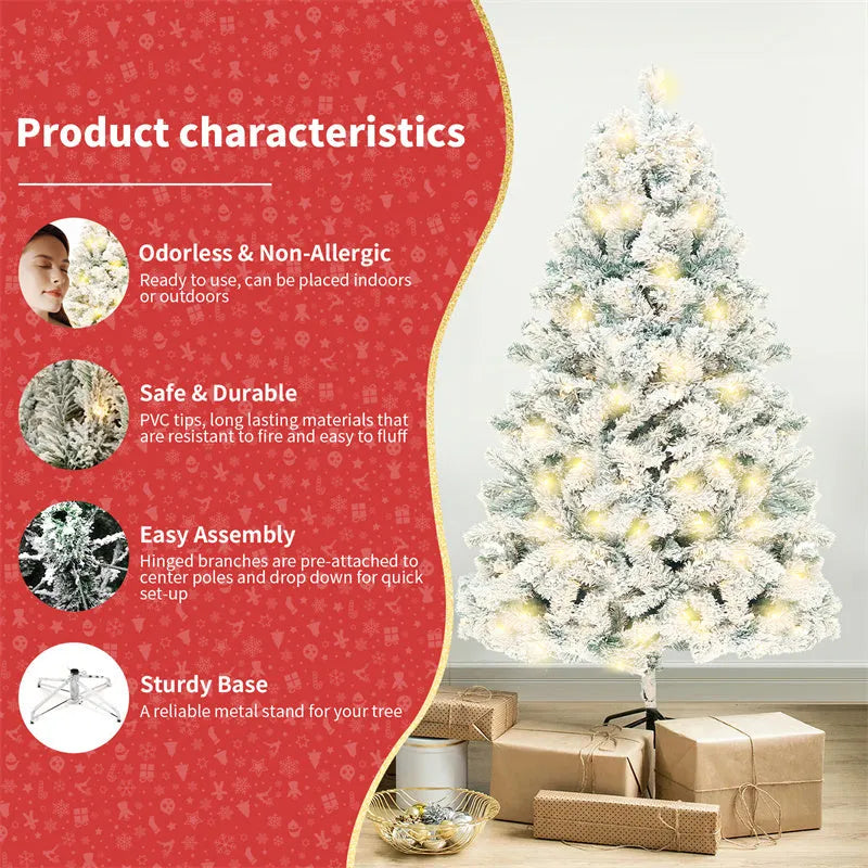 PVC artificial snow Christmas tree with metal stand in green and white colour options