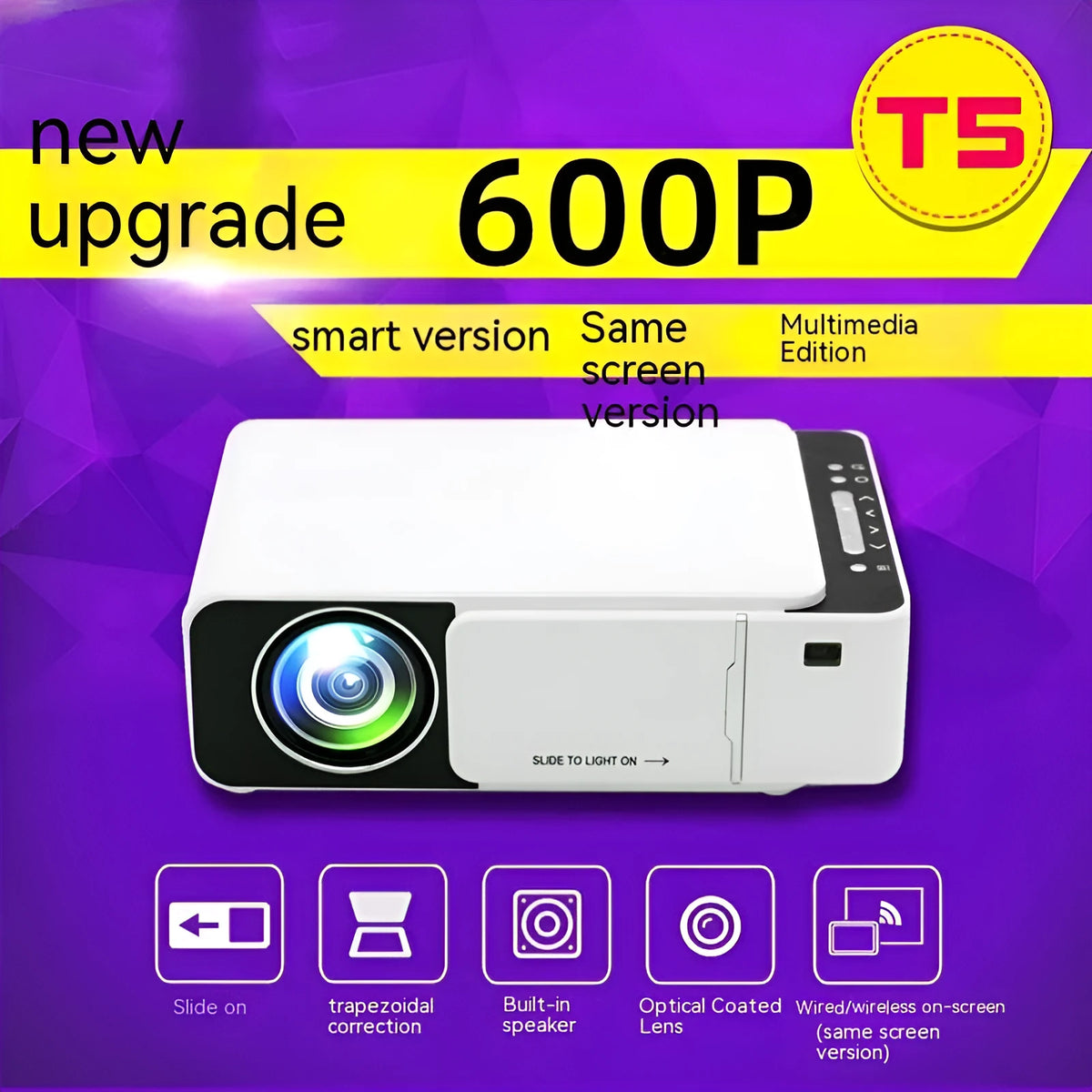 Small HD WiFi projector with 2000 lumens brightness for office and home use