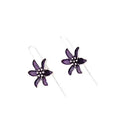 A pair of purple flower-shaped alloy earrings with a retro elegant design.