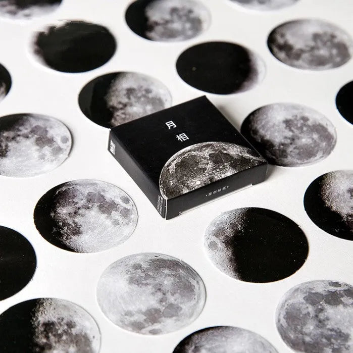 Black moon phases calendar planet hand account stickers set of 45 pieces in box