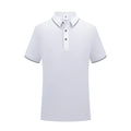 Beautician short-sleeved polo work shirt in cool silk cotton with asymmetric colour-block pattern