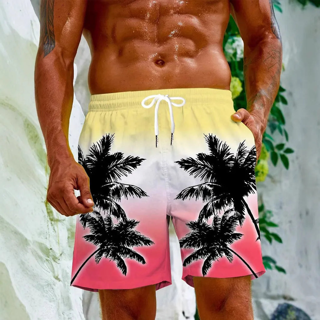 Man's solid colour quick-dry polyester swimming trunks on a white background