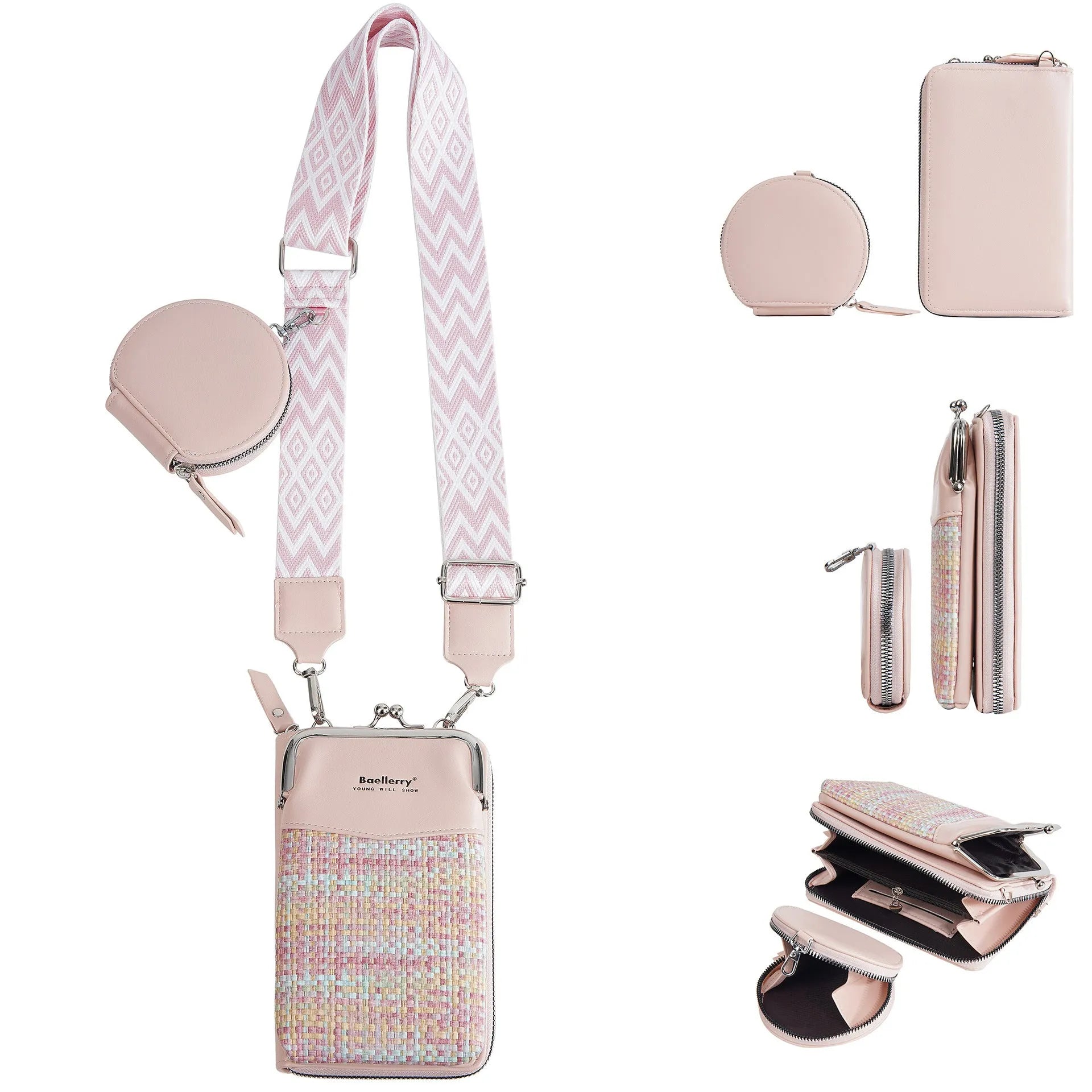 Women's crossbody phone bag in square vertical design, available in six colours