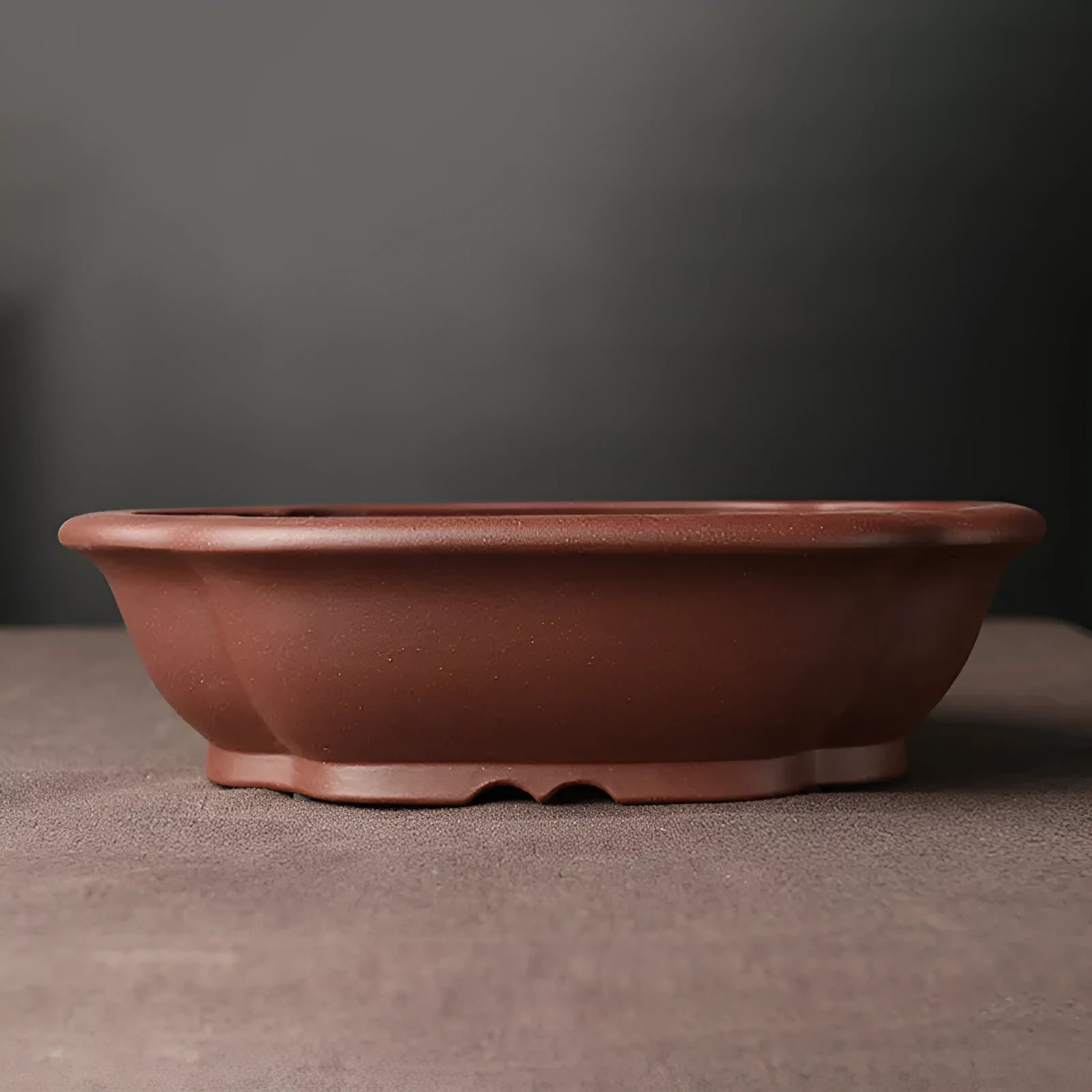 Handmade purple clay ceramic bonsai basin with classical Chinese styling