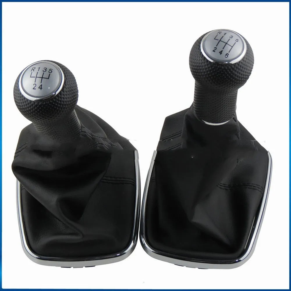 Silver frame black line gear shift knob cover for Volkswagen Mk4 models with 6-speed markings