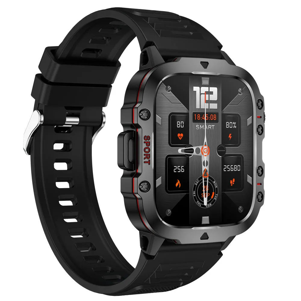 QX11 Smart Bluetooth Watch in black zinc alloy case with TFT screen, shown on a silicone strap.