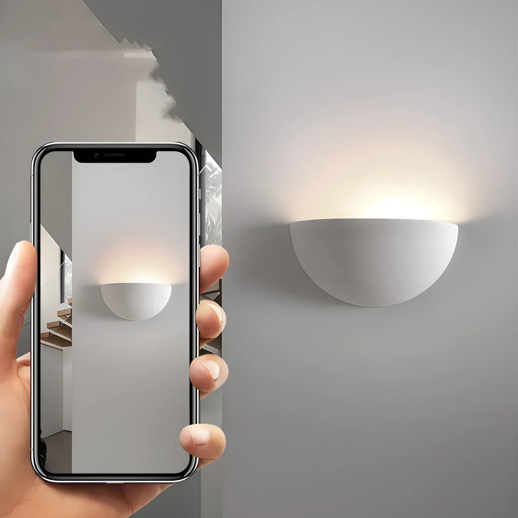 Bedside wall lamp in gypsum aluminium with E27 13W source, switch control, and 3000K or 4000K light colour