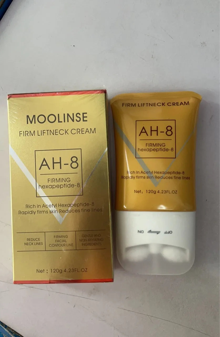 Neck cream with roller applicator for dry skin treatment in medium sample size packaging