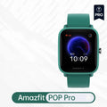 Smart watch with green silicone strap showing blood oxygen monitoring on a colour screen