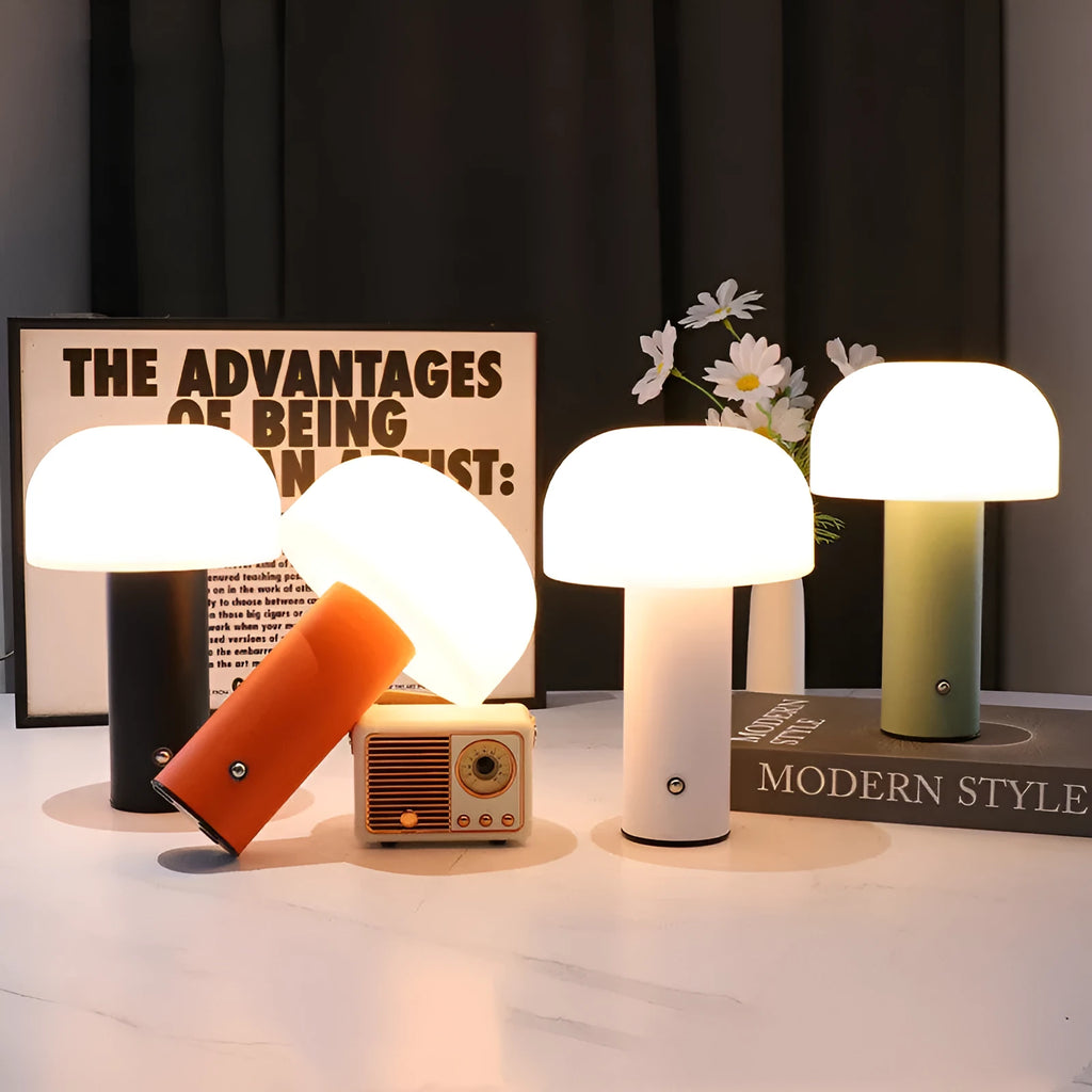 USB table lamp with dual-purpose charging and atmosphere lighting in four colour options