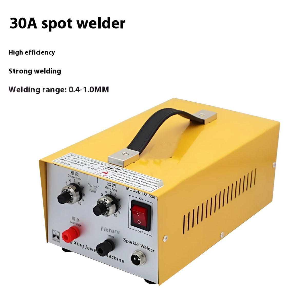 30A jewellery spot welder with foot pedal, pedestal, power cord, foot switch and soldering tweezers, 35 x 20 x 14 cm