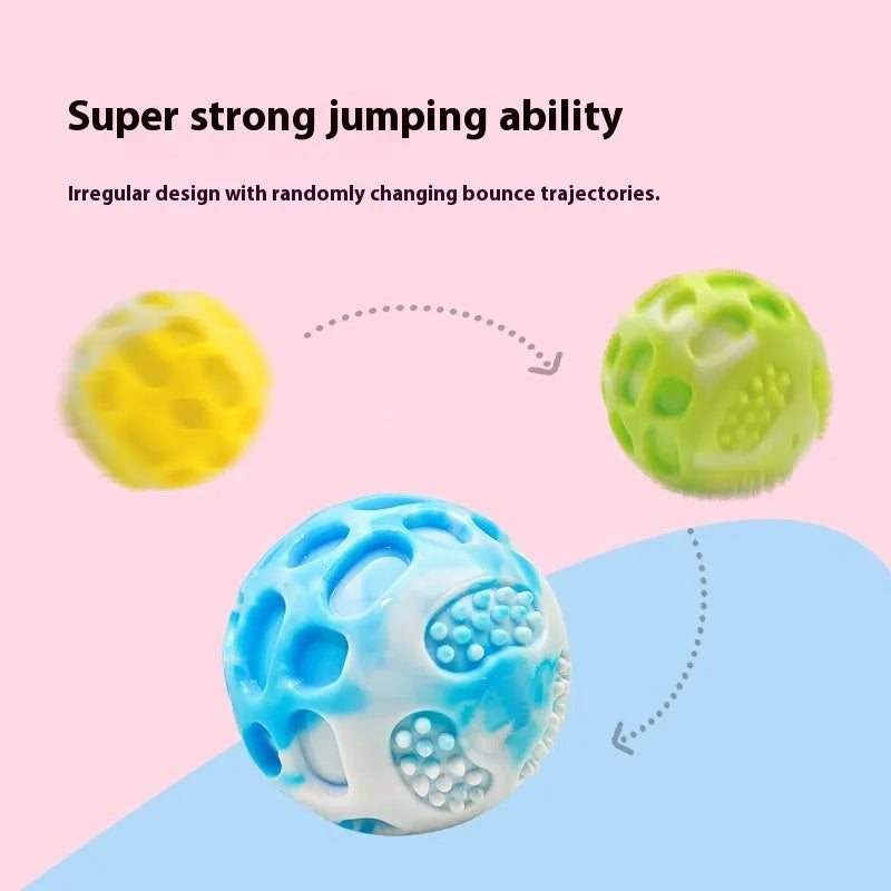 Blue TPR dog bite-resistant molar chew ball on white background