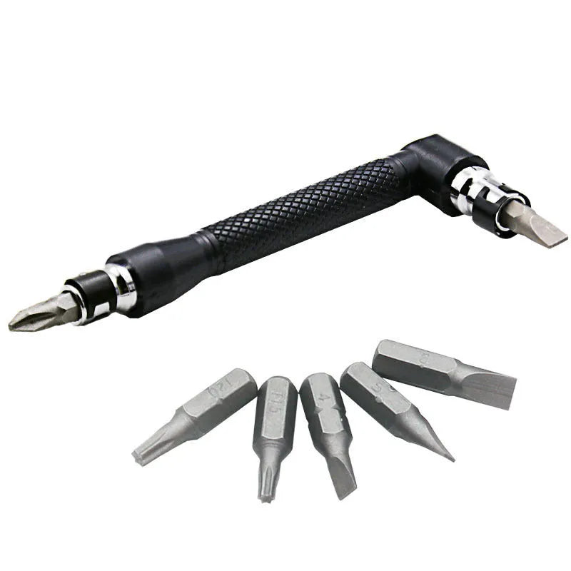 L-type double-headed socket wrench set with drill bits and bit socket attachments made from 45# steel