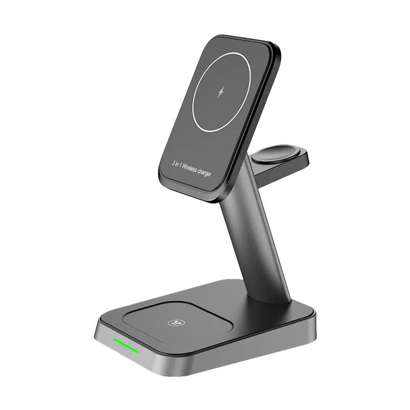Black minimalist vertical wireless phone charging stand with 10000mAh power bank