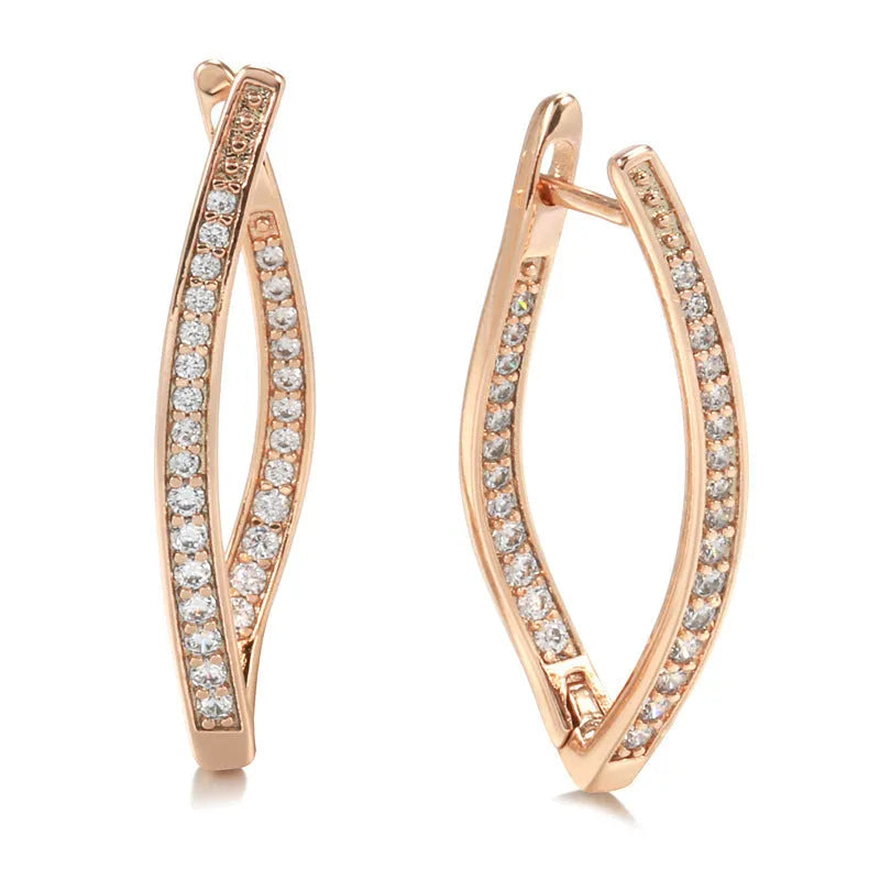 Geometric copper ear drops with zircon accents in H0493 colour