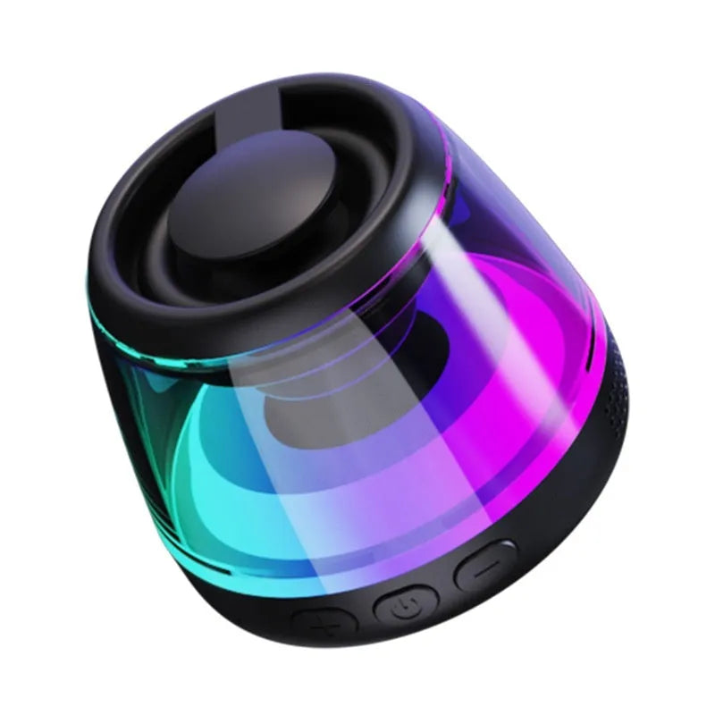 Portable magnetic Bluetooth speaker with LED lighting effects in black colour option