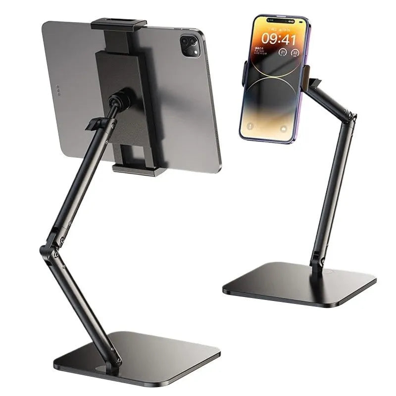 Alloy desktop phone bracket with square double arms and universal adjustment for mobile devices