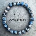 Handmade natural K2 azurite stone beaded bracelet with geometric new Chinese style design