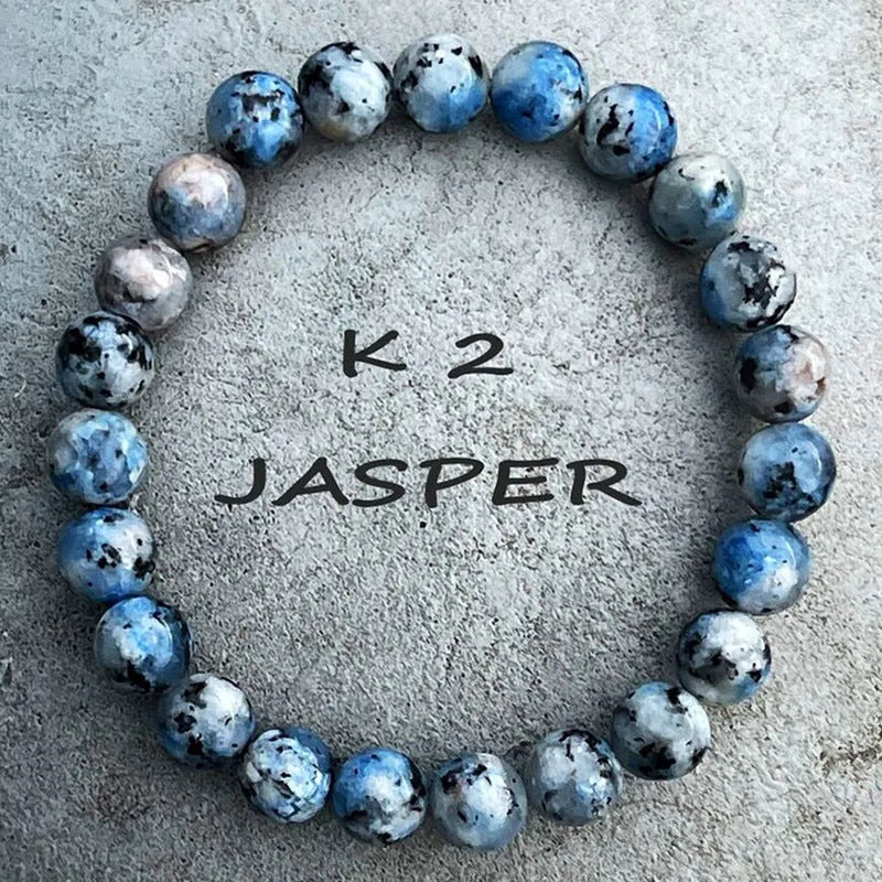 Handmade natural K2 azurite stone beaded bracelet with geometric new Chinese style design