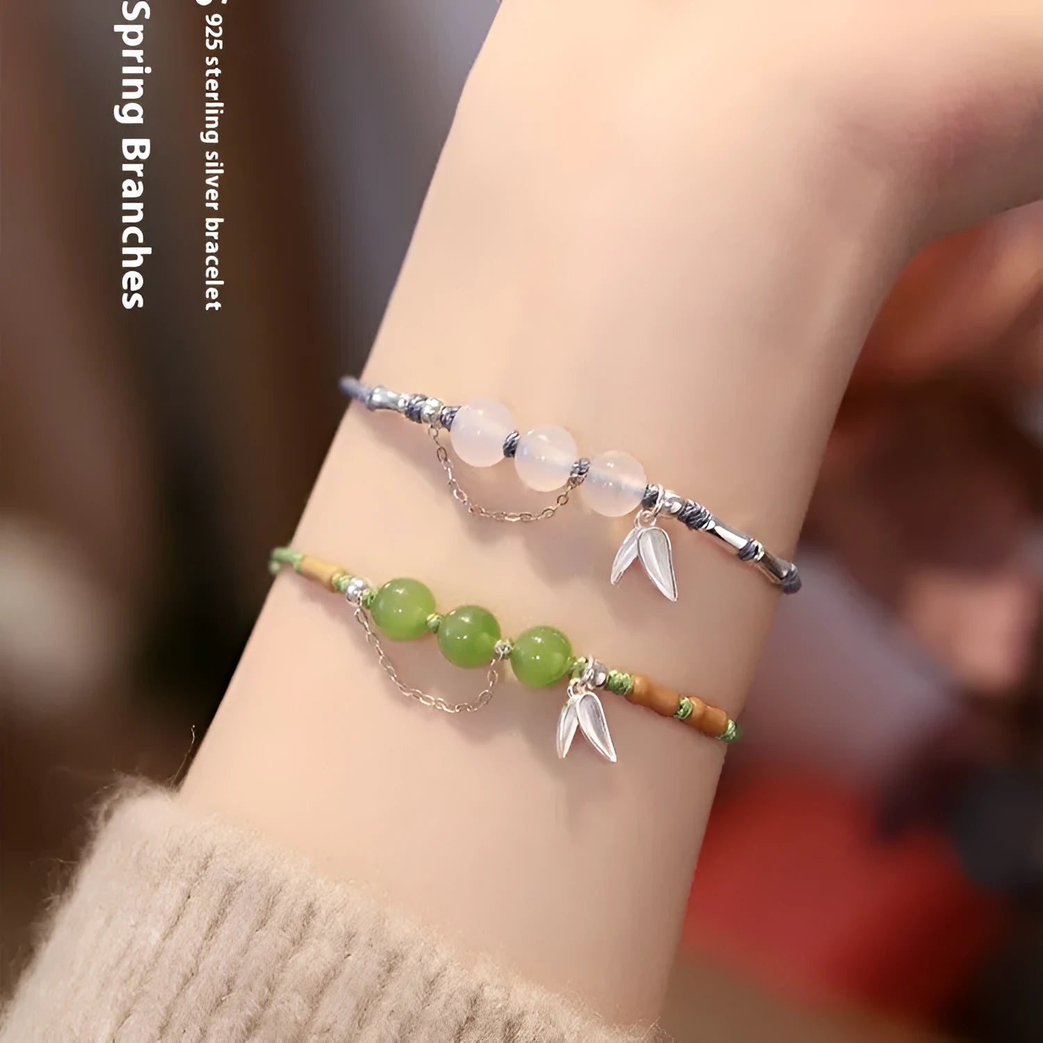 Hetian jade diamond-shaped bracelet with woven carrying strap and lotus seedpod detail
