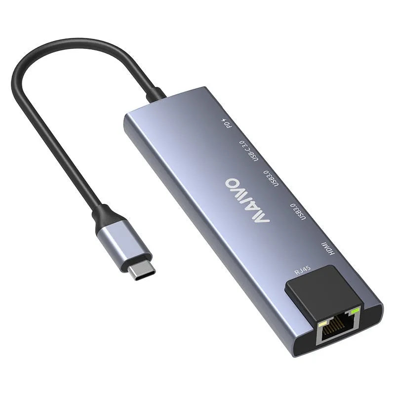 Aluminium alloy Steam Deck six-in-one docking station with HDMI, Ethernet, and USB ports.