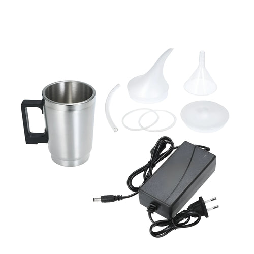 Automotive headlamp restoration kit showing stainless steel power adapters and lens cups for bulb replacement